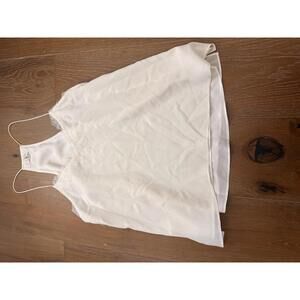 CAMI NYC White Silk Lace Trim Cami Top Elegant Parisian Chic Large 100% Silk